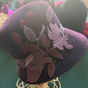 Chic Plum Floral Women's Hat by Louise Green